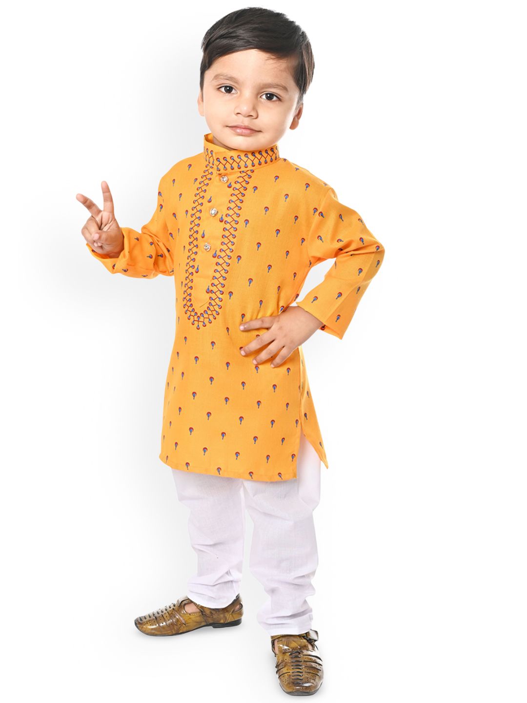 AHLAN APPARELS Boys Ethnic Motifs Printed Regular Kurta with Pyjamas-picture-25