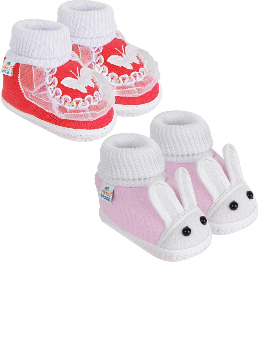 NESKA MODA 12 To 18 Month NonSlip Set of 2 Pair Toddler Baby Unisex Soft Cotton Rabbit Face Booties-picture-30