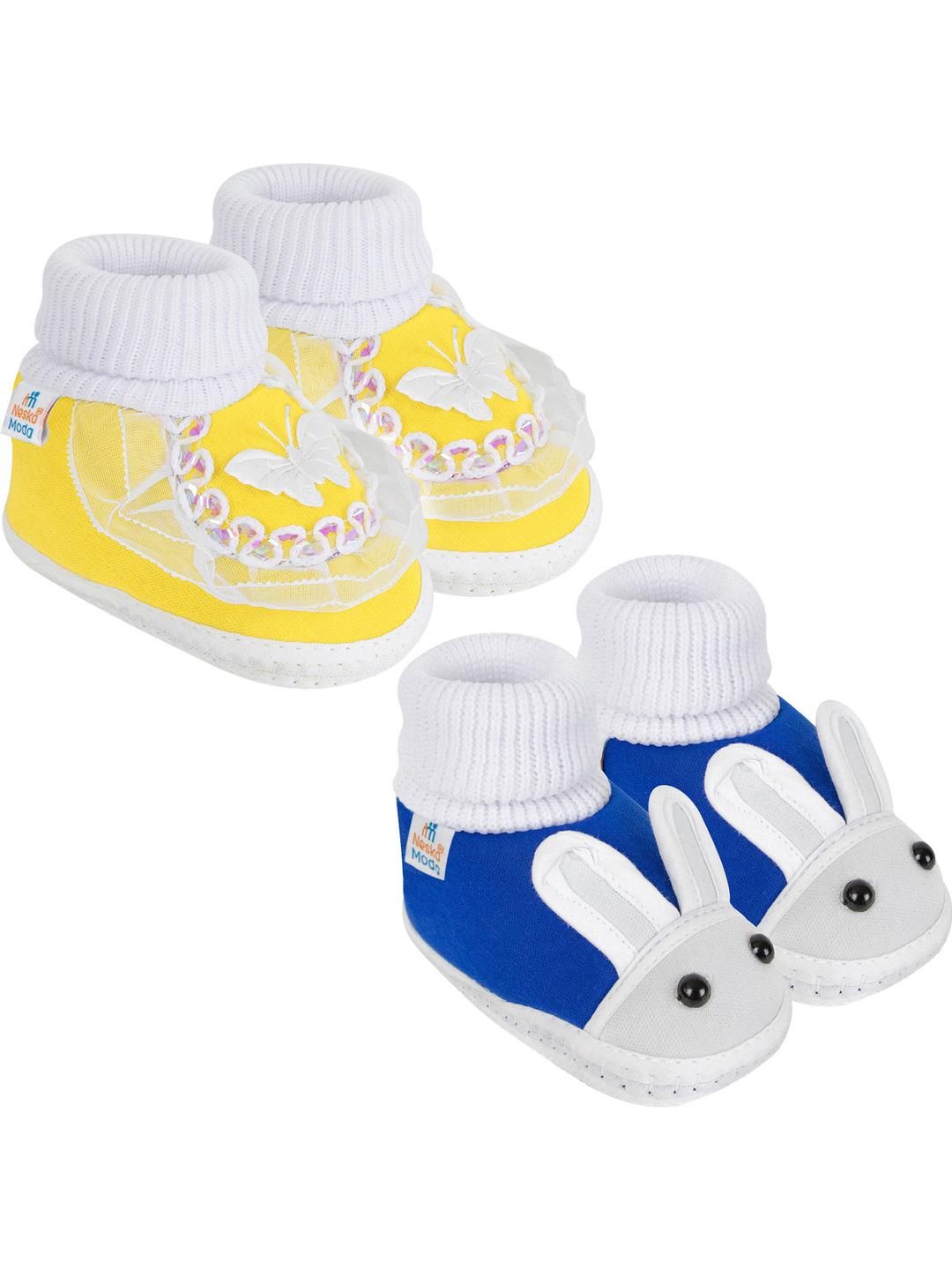 NESKA MODA 12 To 18 Month NonSlip Set of 2 Pair Toddler Baby Unisex Soft Cotton Rabbit Face Booties-picture-27