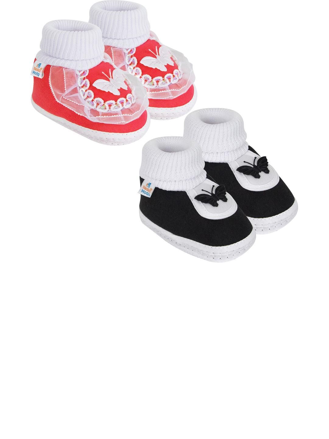 NESKA MODA 12 To 18 Month Set of 2 Pair Toddler Baby Girls Butterfly Non Slip Cotton Booties-picture-25