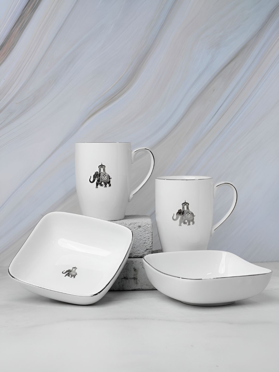 Vola Global LLP White Porcelain Glossy Mug and Bowl Set of Cups and Mugs-image-36