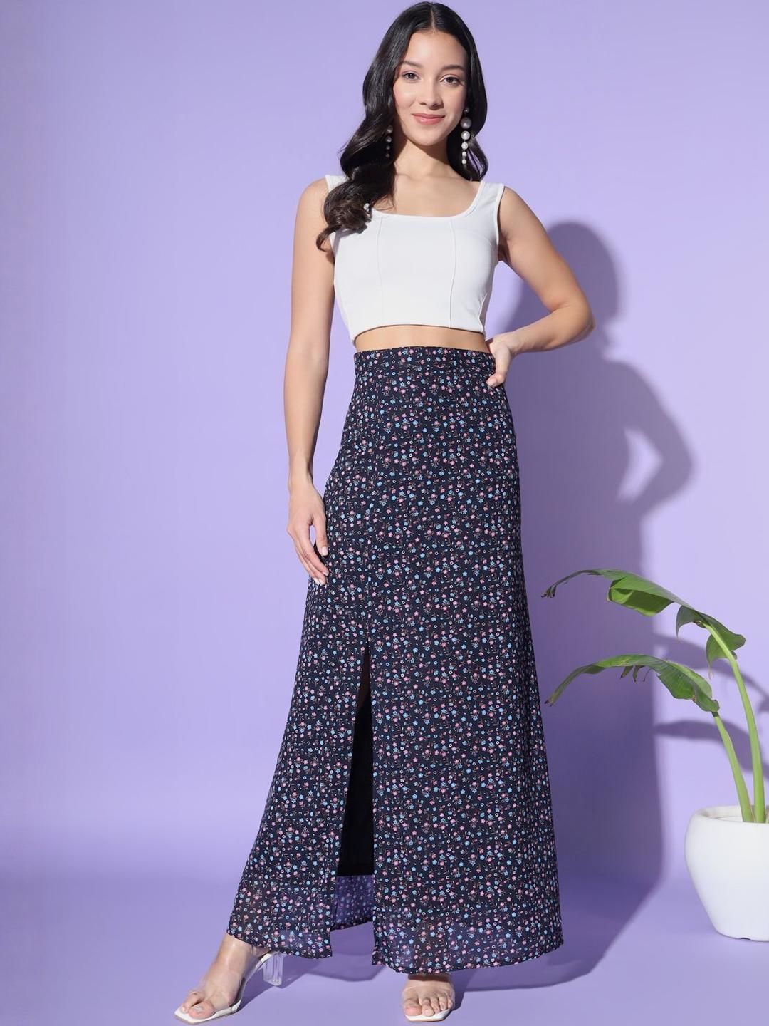 CORSICA Floral Printed A-Line Maxi Side Slit Skirt-picture-39