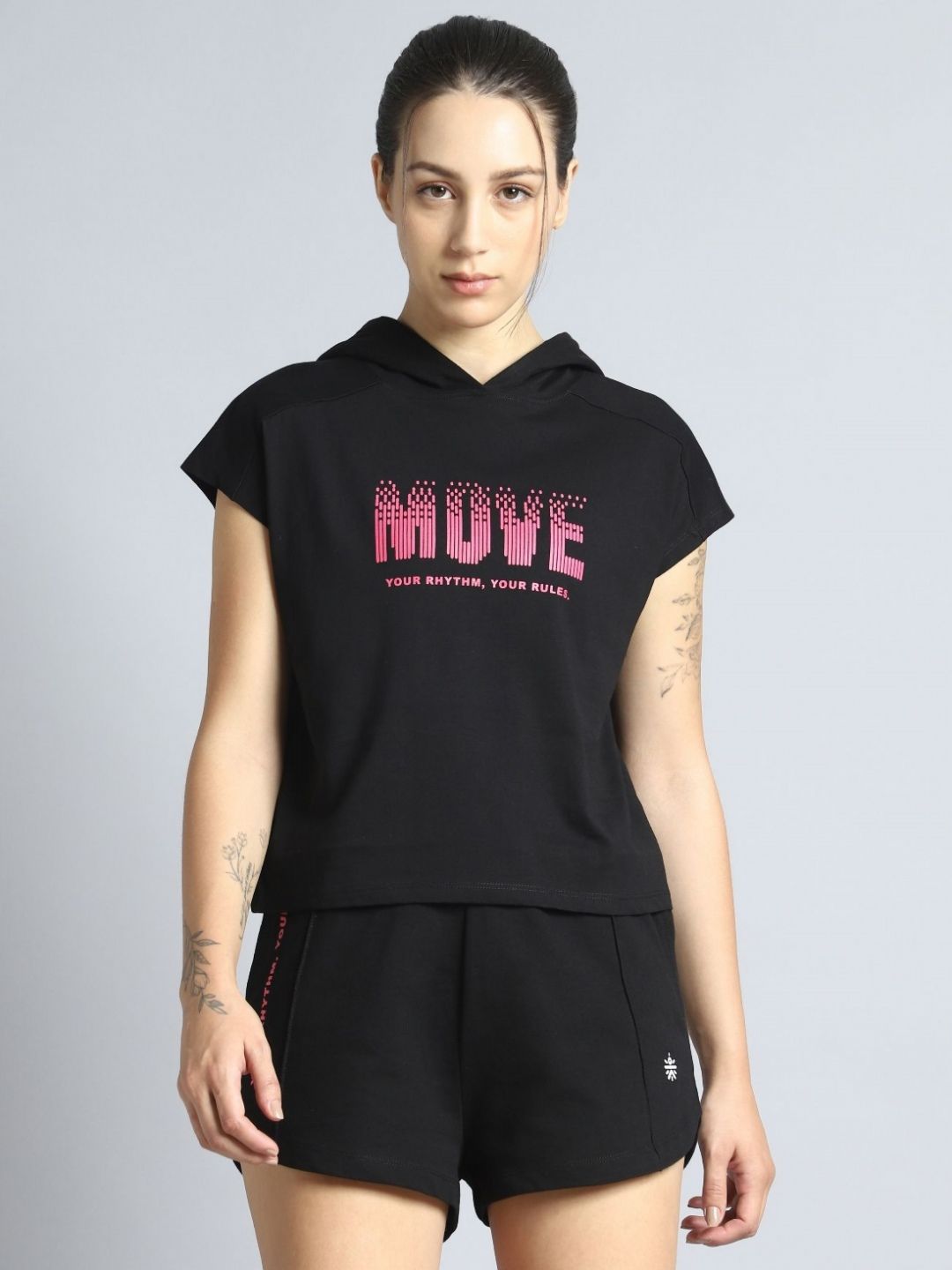 CULT Typography Printed Bio Finish Boxy Cotton Hoodie T-shirt-picture-34