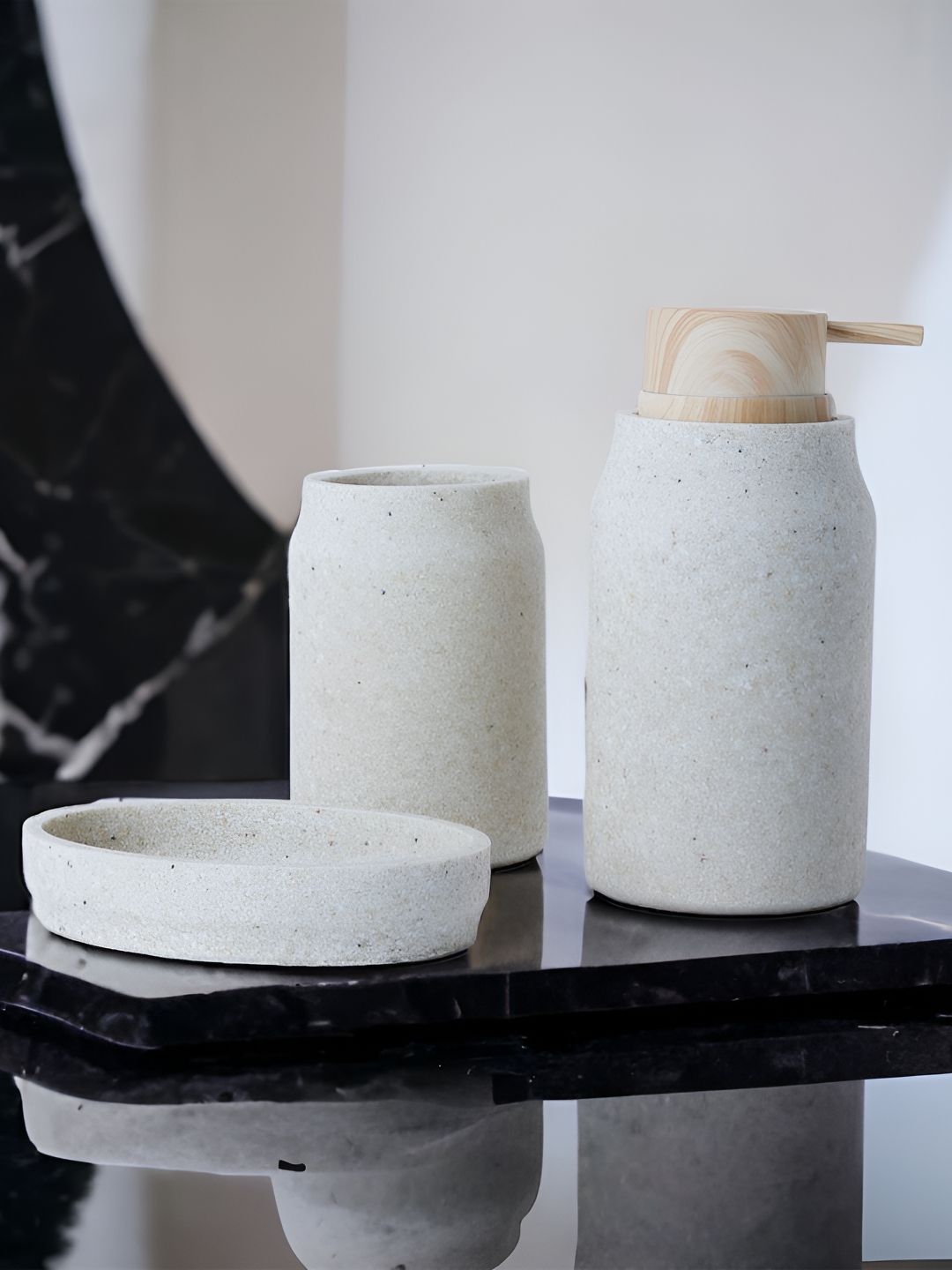 WAABI - SAABI Cream 3 Pieces Textured Bath Accessories Set-picture-36