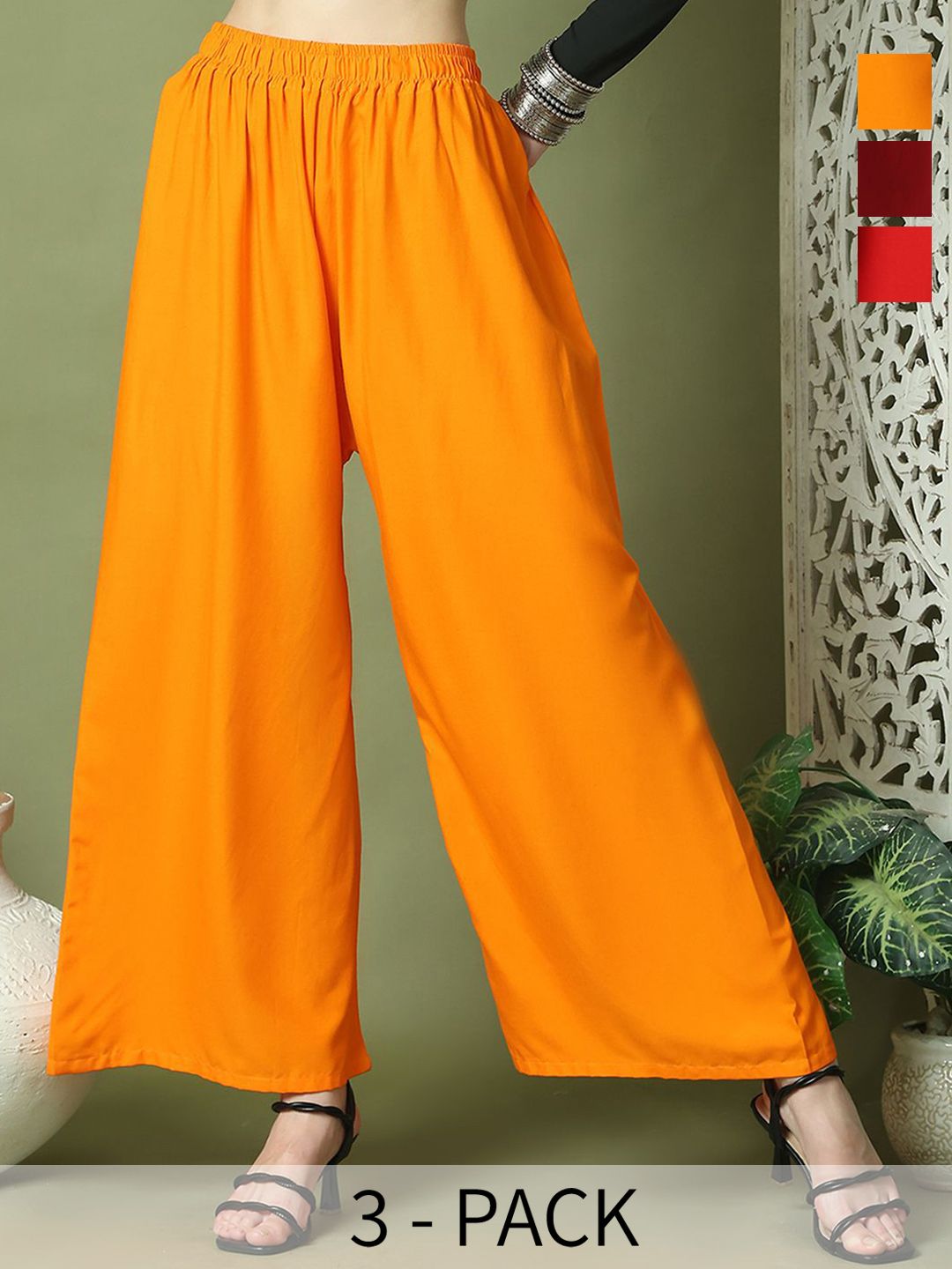 TAG 7 Women 3 Flared Ethnic Palazzos-picture-40