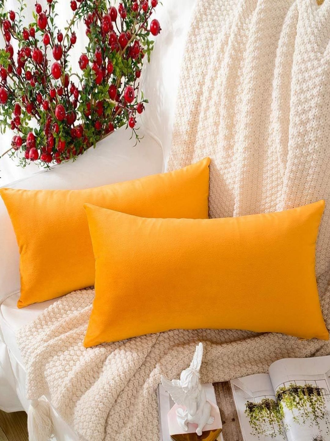 Shadowkart Set of 2 Fibre Filled Faux Velvet Ultra Soft Sleep Pillow-picture-19