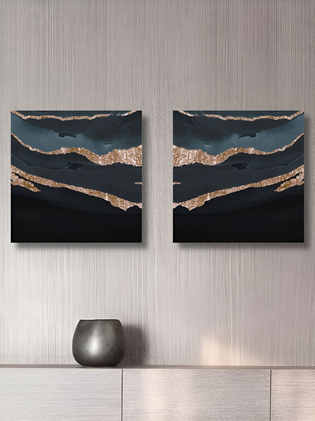 RANDOM 2 Pieces Blue & Black Abstract Canvas Wall Art-picture-16