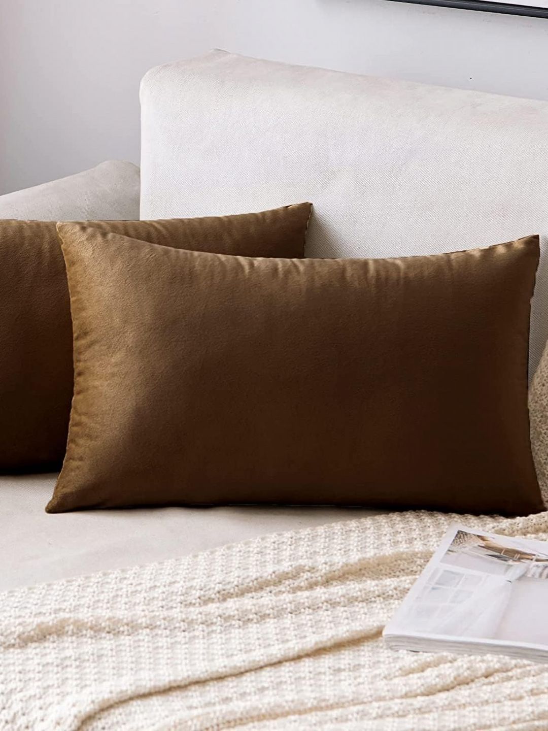 Shadowkart Set of 2 Fibre Filled Faux Velvet Ultra Soft Sleep Pillow-picture-33
