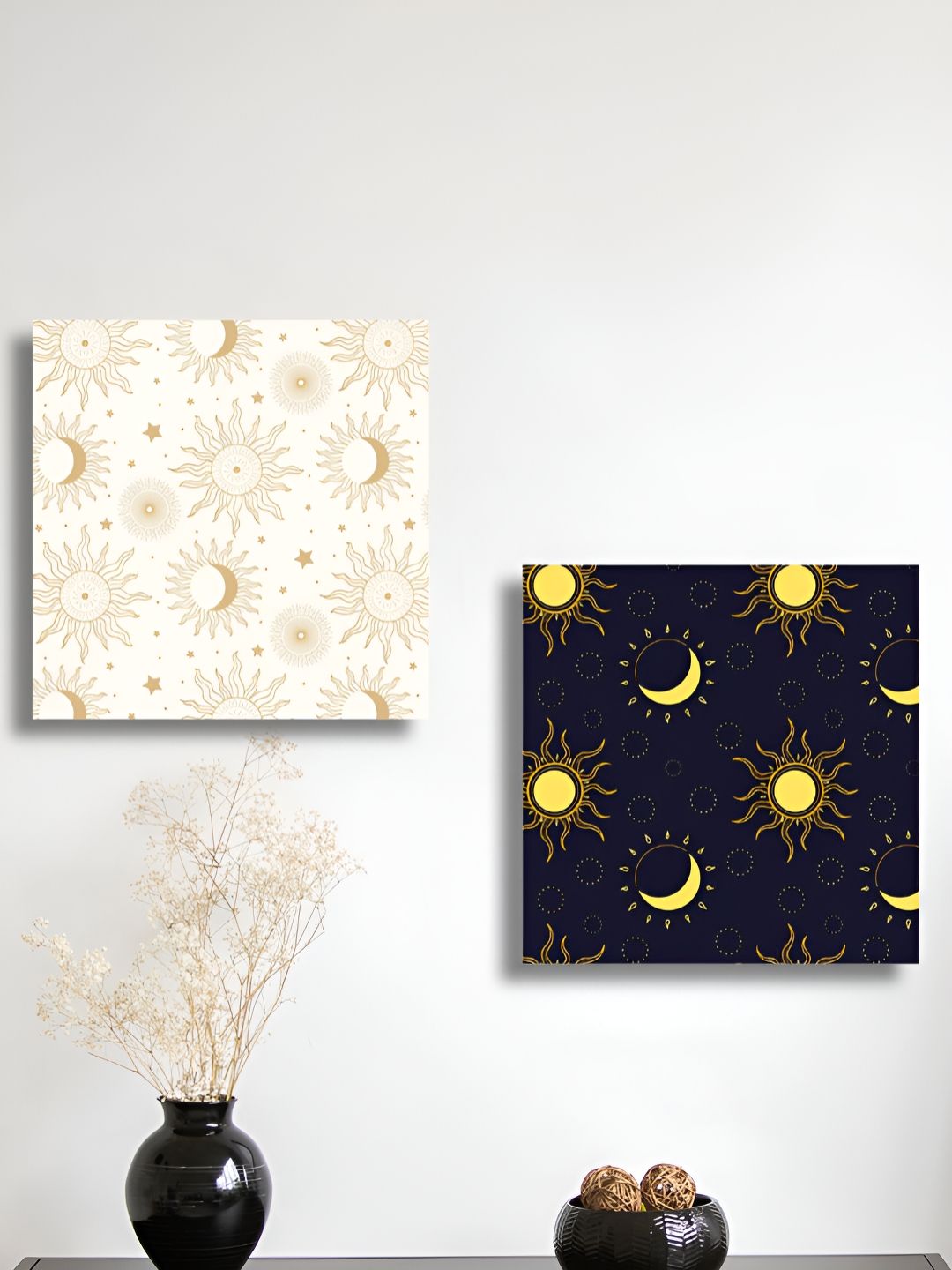 RANDOM 2 Pieces White & Black Canvas Wall Art-picture-11