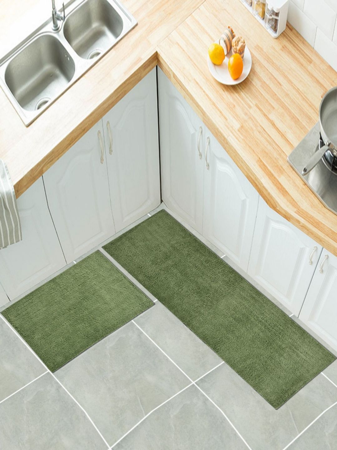 Dolce Casa 2-Pcs Green Soft Anti-Skid Bathmat & Runner-picture-50