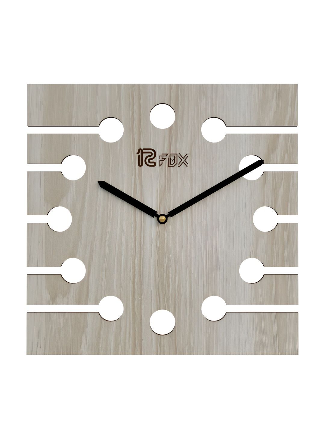 12 fox Off White & Black Contemporary Square Shaped Wall Clock-image-7
