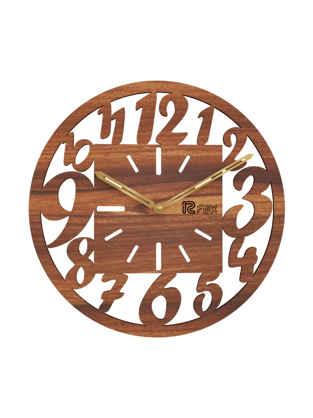 12 fox Brown Wooden Analogue Wall Clock-image-39