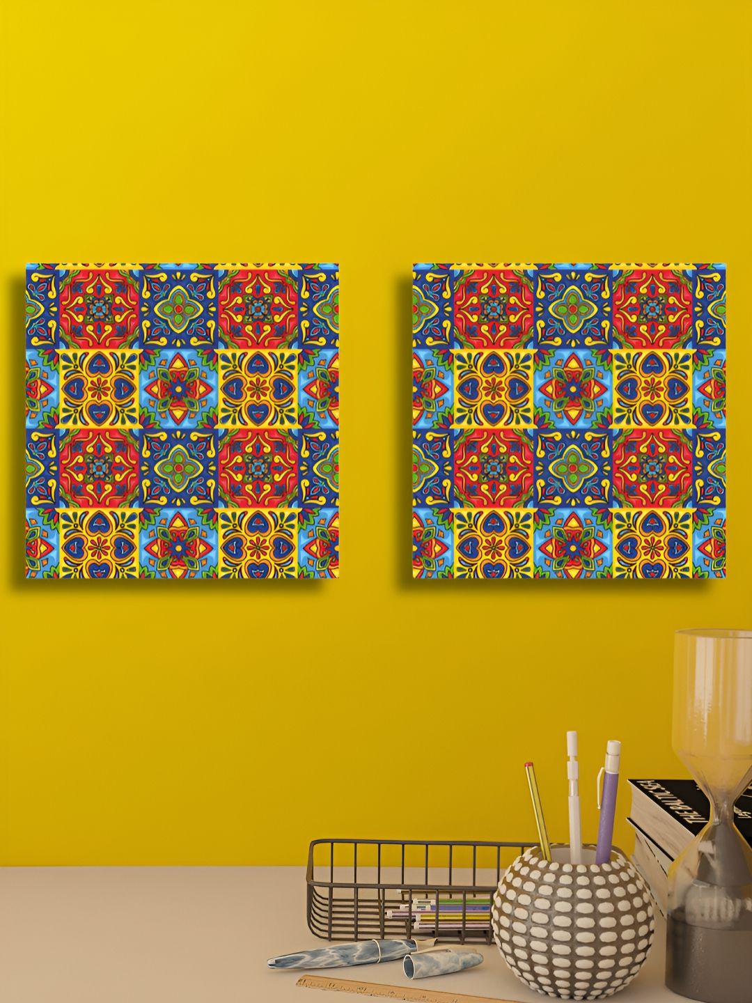 RANDOM 2 Pieces Yellow & Red Canvas Wall Art-picture-30
