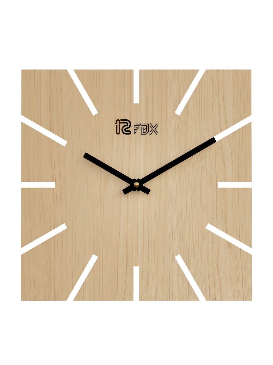 12 fox Beige Wooden Analogue Wall Clock-image-48