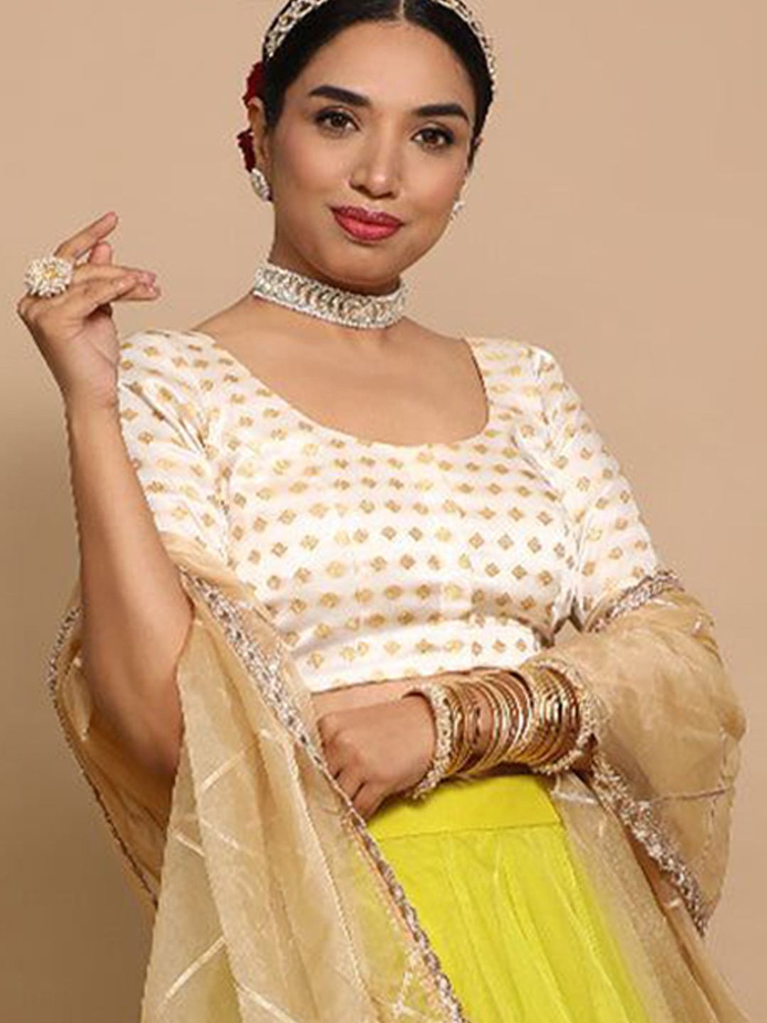 Binks Fatima x Tyohaar Woven Design Elbow Sleeves Flexi Fit Saree Blouse-image-35