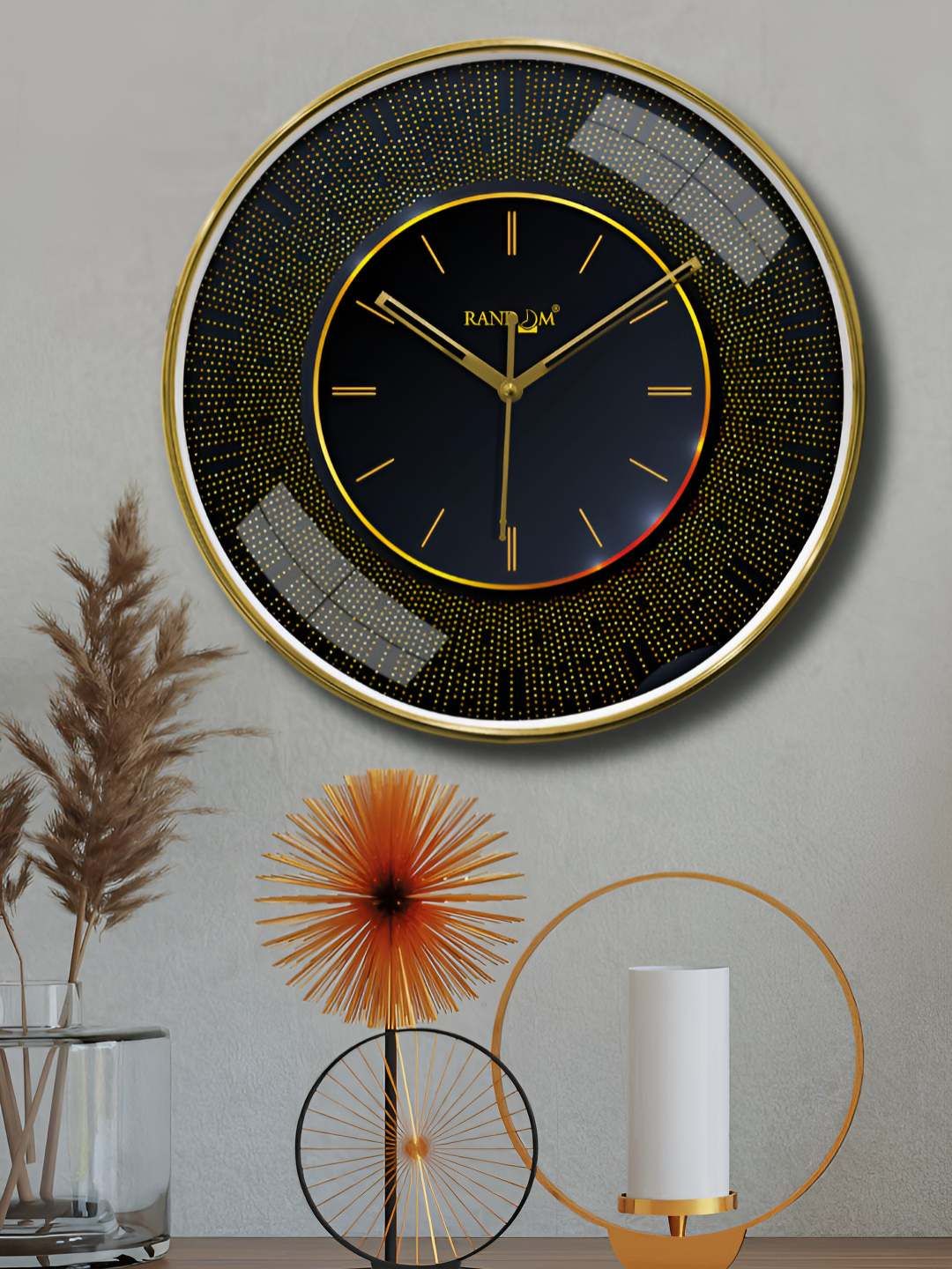 RANDOM Navy Blue & Gold-Toned Printed Contemporary Wall Clock-picture-12