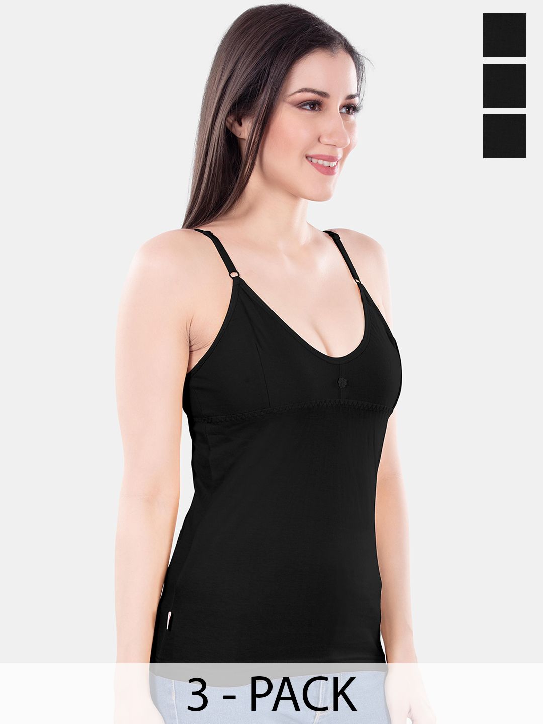 Digsel Cool Cotton Pack Of 3 Cotton Camisoles-picture-38