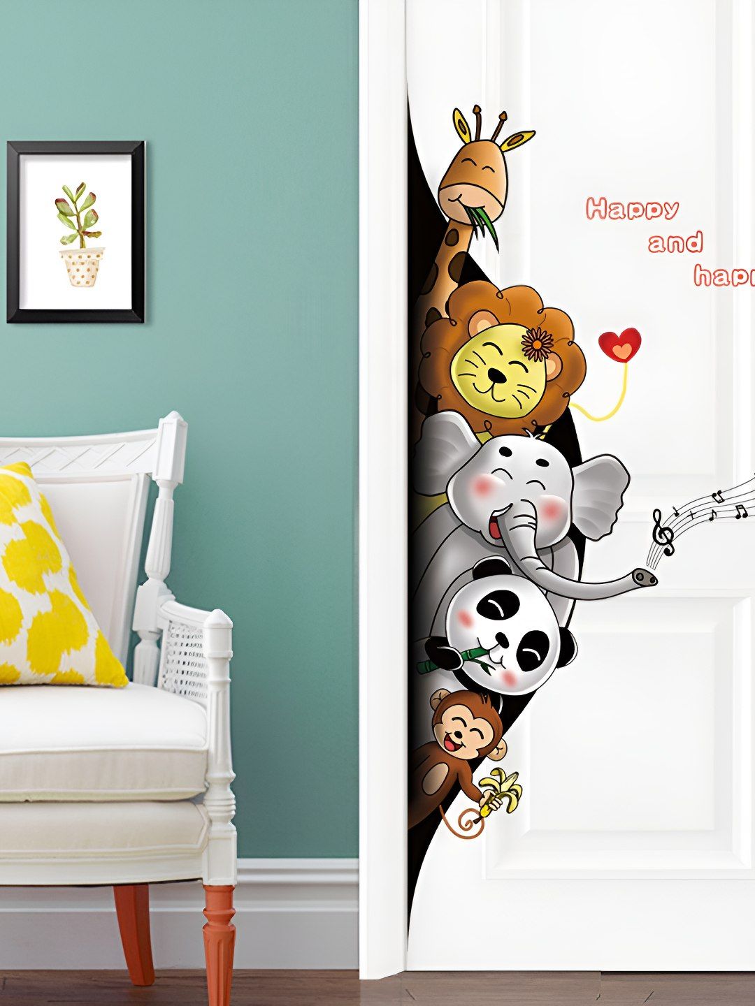 INDIAN ROYALS Grey & Orange Animal Printed Self-Adhesive & Durable Wall Sticker-picture-36