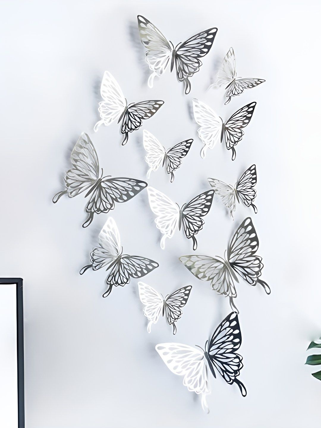 INDIAN ROYALS 12Pcs Grey Waterproof 3D Butterfly Wall Stickers-picture-18