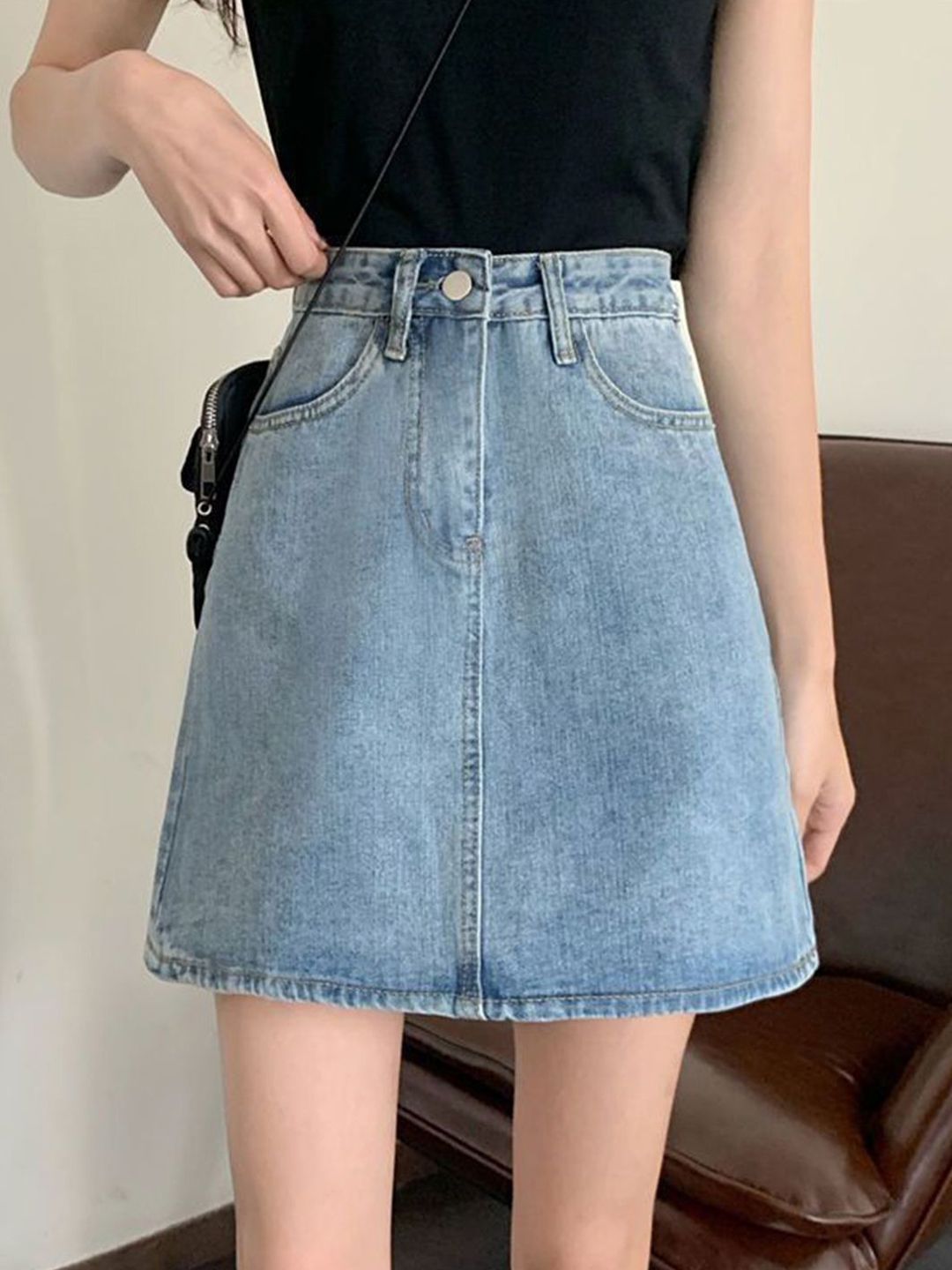 HERE&NOW Denim A-Line Mini Skirt-picture-16