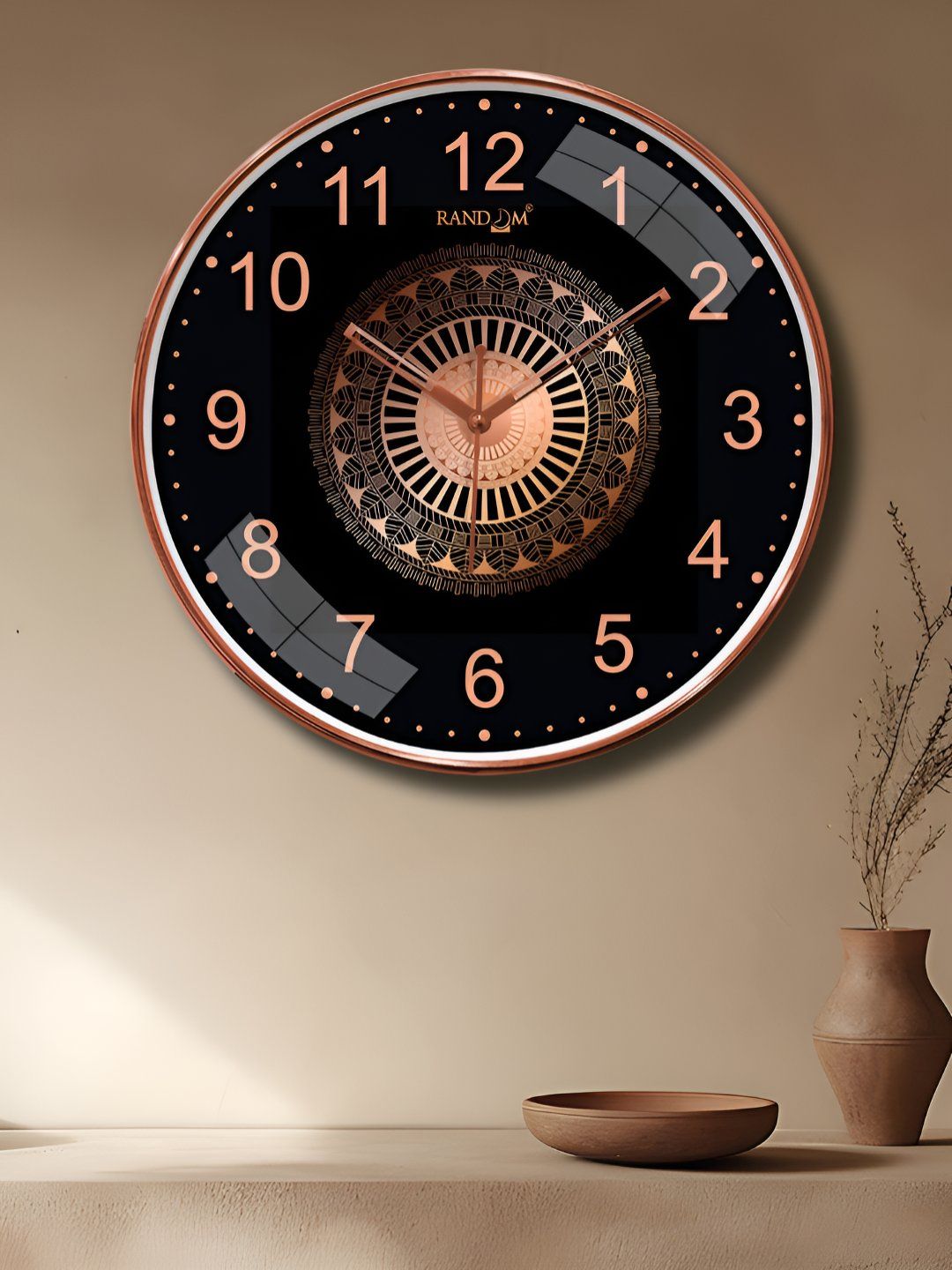 RANDOM Black Printed Traditional Wall Clock