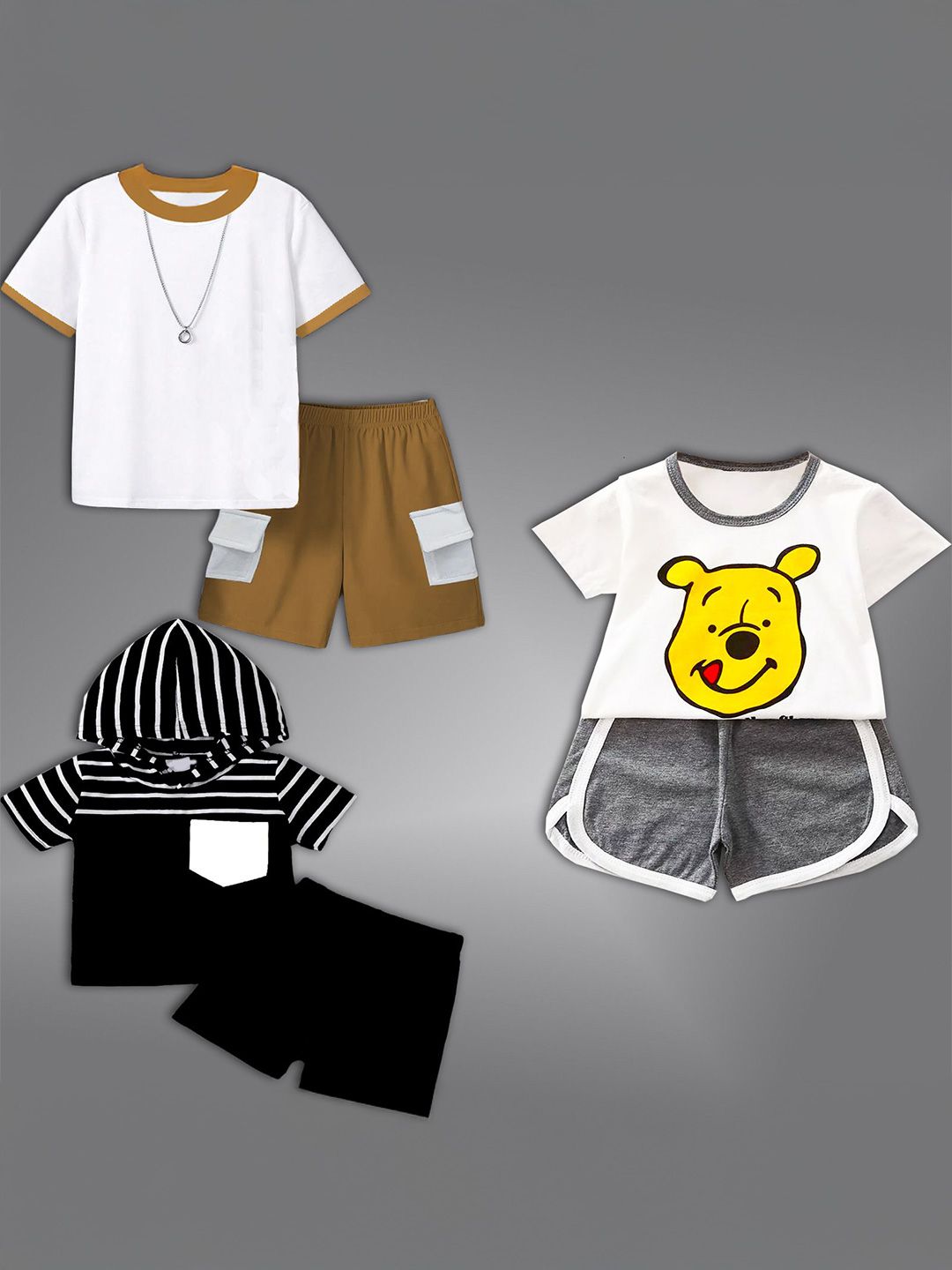 BAESD Kids Pack Of 3 Round Neck T-shirt With Shorts-picture-33