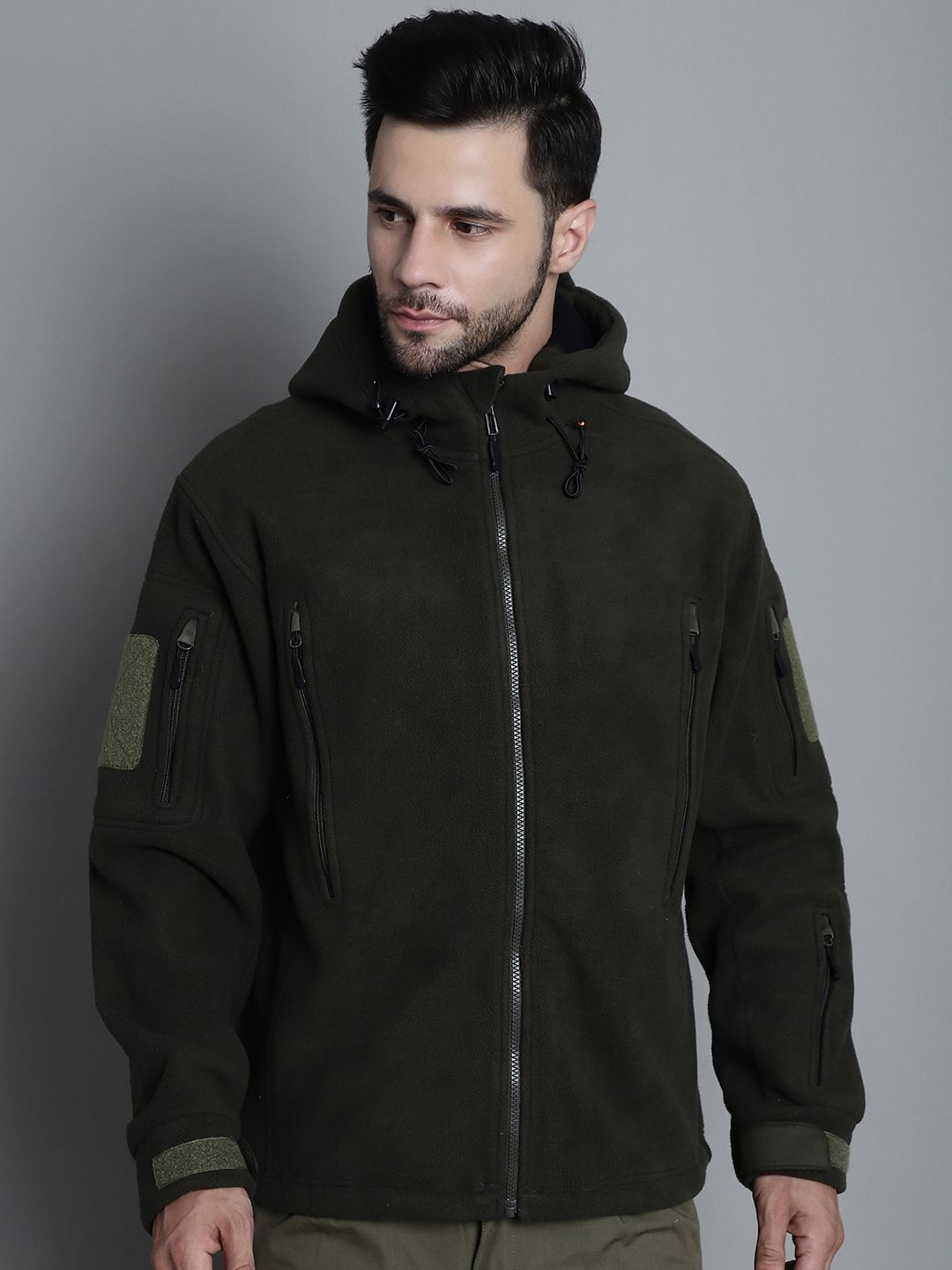 MOUNTMILLER Men's Solid Ripstop Dual Superbond HLKN Fleece Tactical Hooded Jacket-picture-39