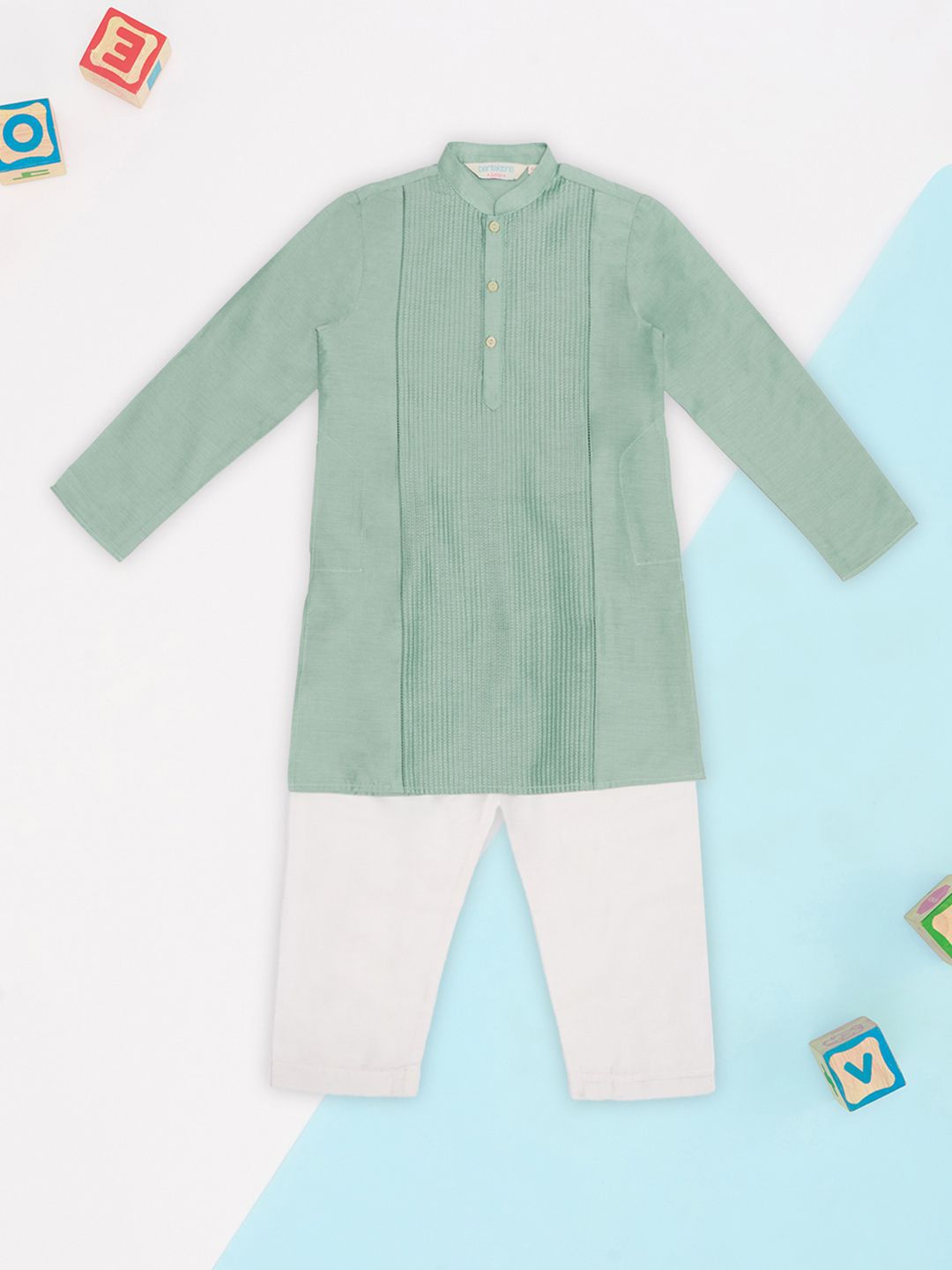 indus route by Pantaloons Boys Striped Mandarin Collar Straight Kurta With Pyjamas-picture-31