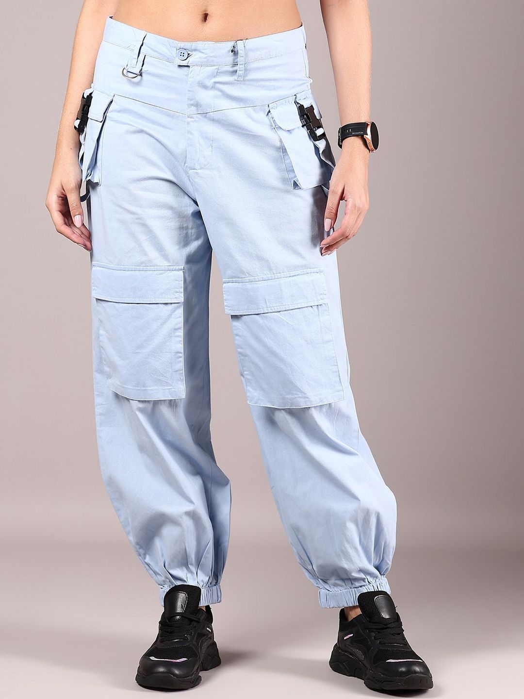 LIMEROAD Women Mid-Rise Cargos Trousers-picture-23