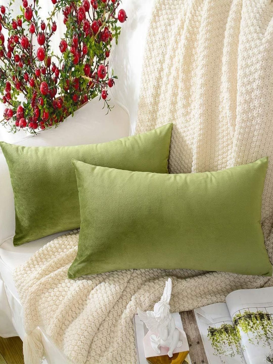 Shadowkart 2 Pieces Fibre Filled Faux Velvet Ultra Soft Sleep Pillow-image-16