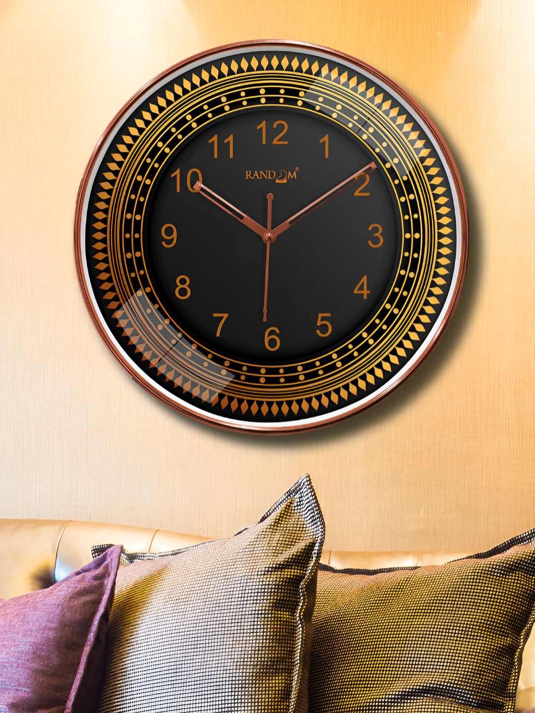 RANDOM Black & Gold-Toned Printed Traditional Wall Clock-image-48