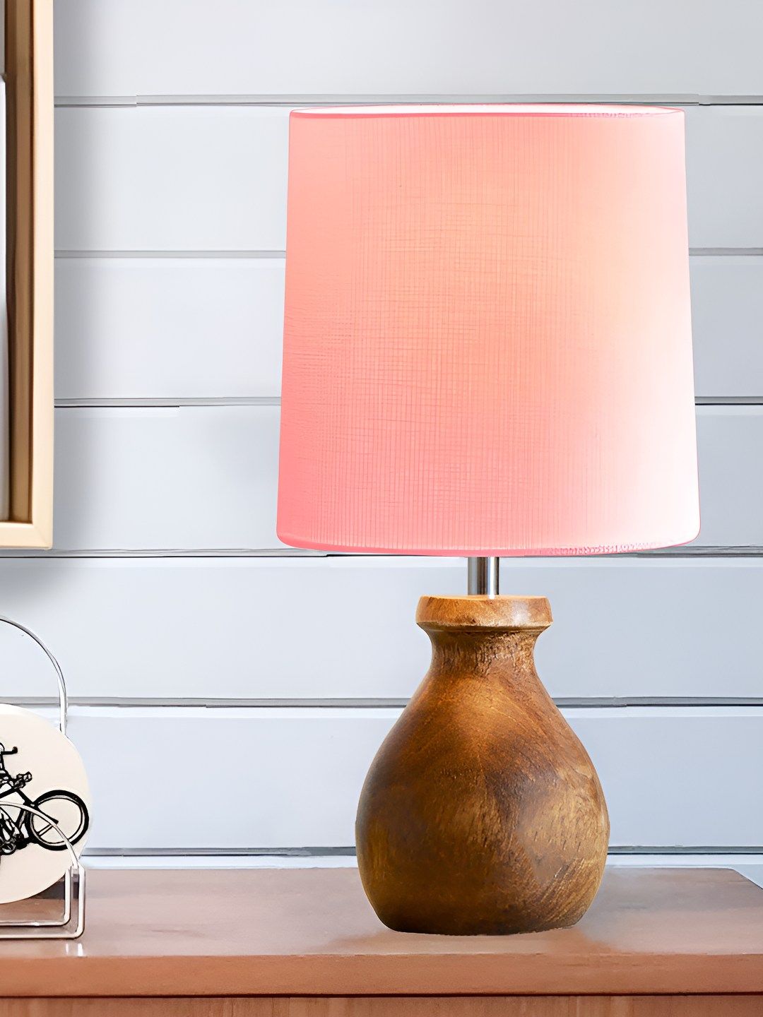 Decorcity Pink Wooden Cylindrical Shaped Table Lamp-image-28
