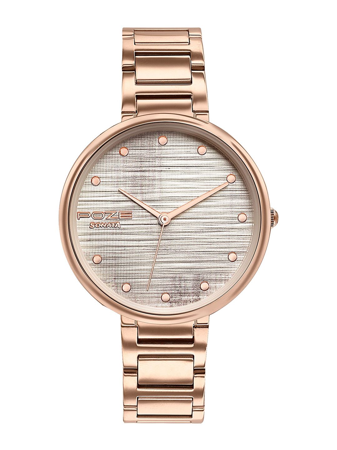 Sonata Women Brass Patterned Dial & Stainless Steel Bracelet Style Straps Analogue Watch-picture-40