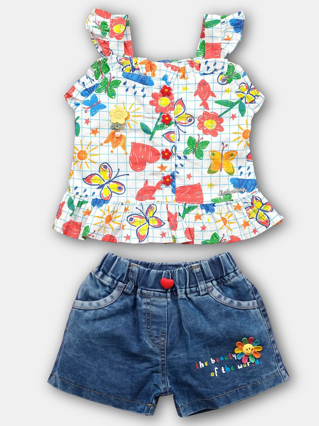 Babys Day Girls Printed Top with Shorts-picture-14