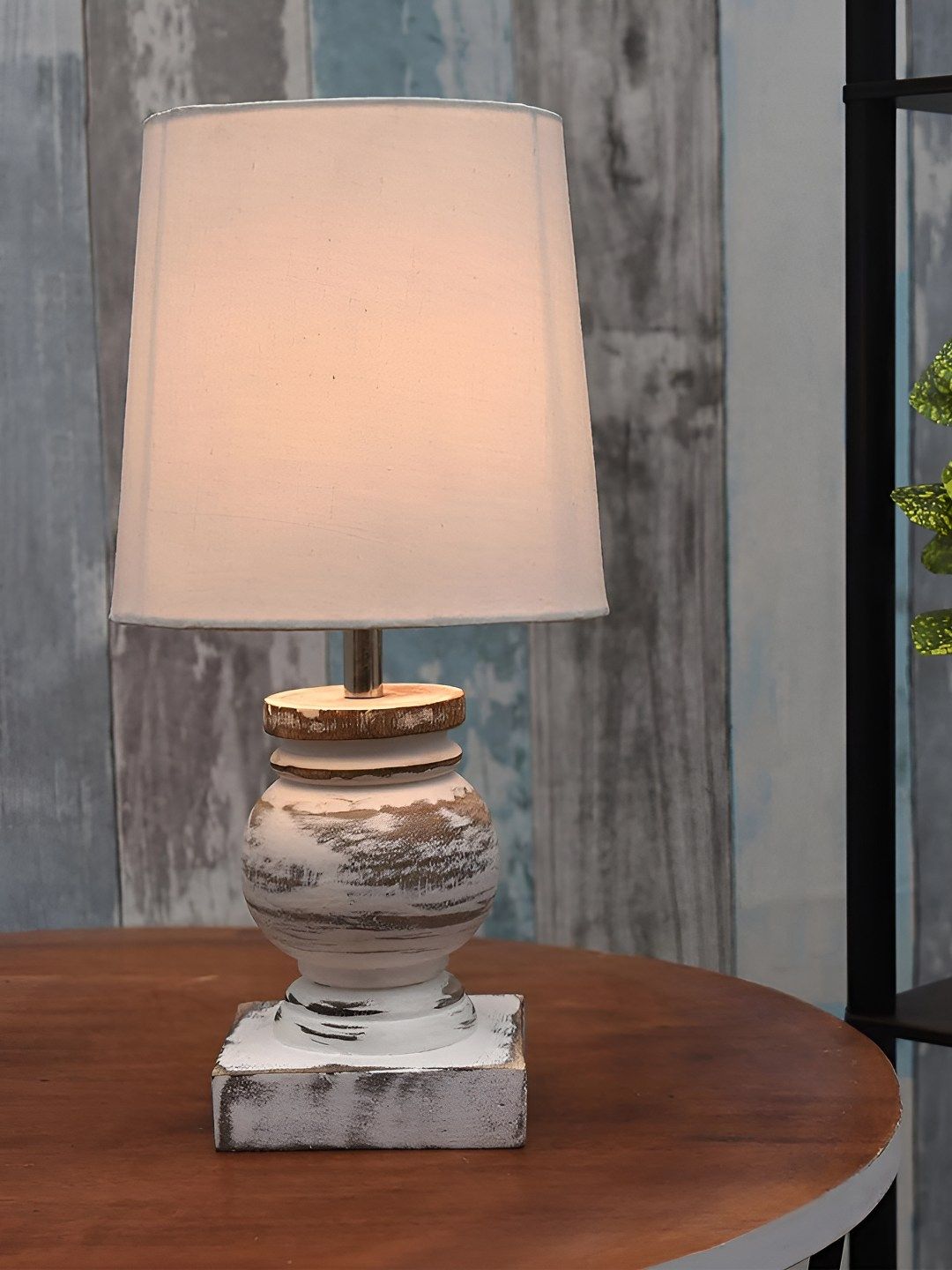 Decorcity White Wood Traditional Bell Shaped Table Lamp-image-15