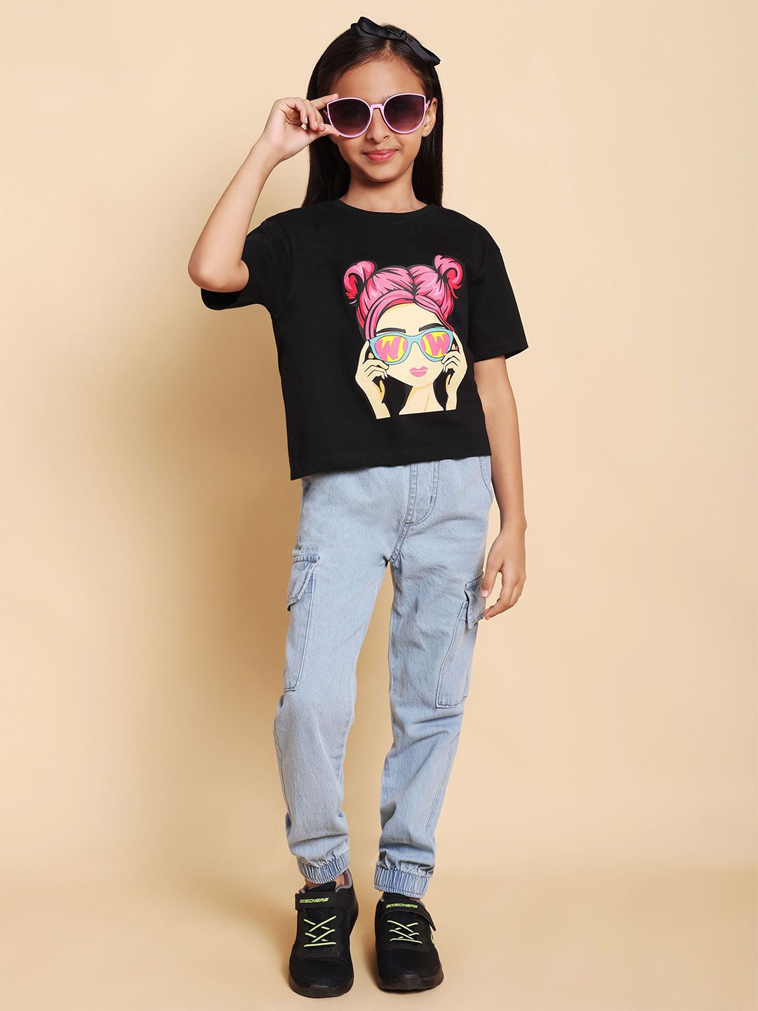 YK Girls Printed Round Neck Pure Cotton T-Shirt With Jogger-picture-41