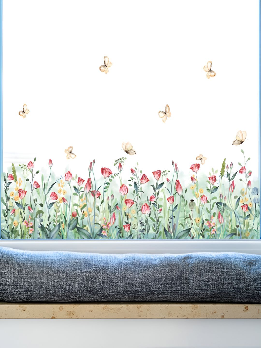 INDIAN ROYALS Blue & Grey Botanical Printed Self-Adhesive & Durable Wall Sticker-picture-21