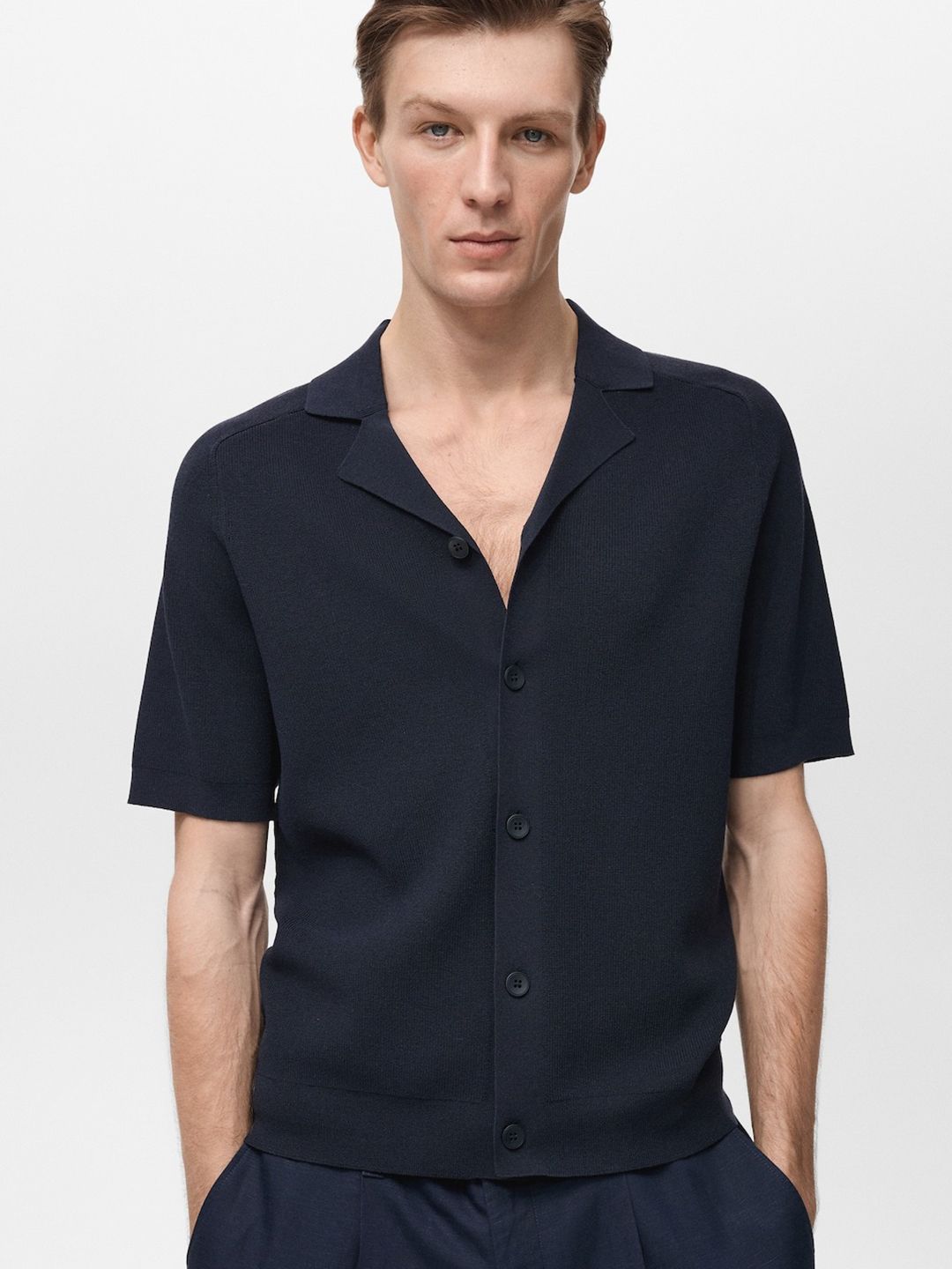 MANGO MAN Cuban Collar Knitted Casual Shirt-picture-36