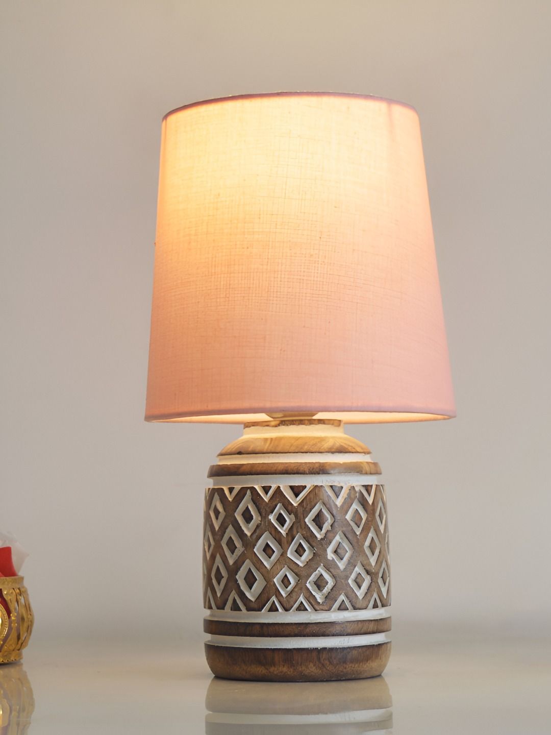 Decorcity Pink Wooden Cylindrical Shaped Table Lamp-image-19