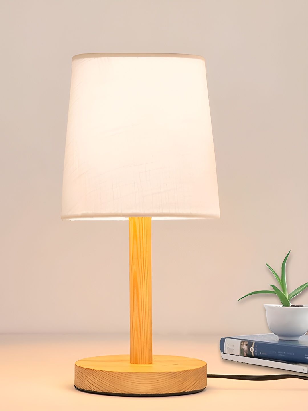Decorcity White Wooden Cylindrical Shaped Table Lamp-image-27