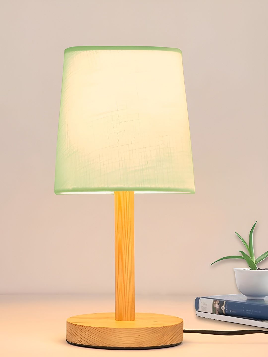 Decorcity Green Wooden Cylindrical Shaped Table Lamp-image-26