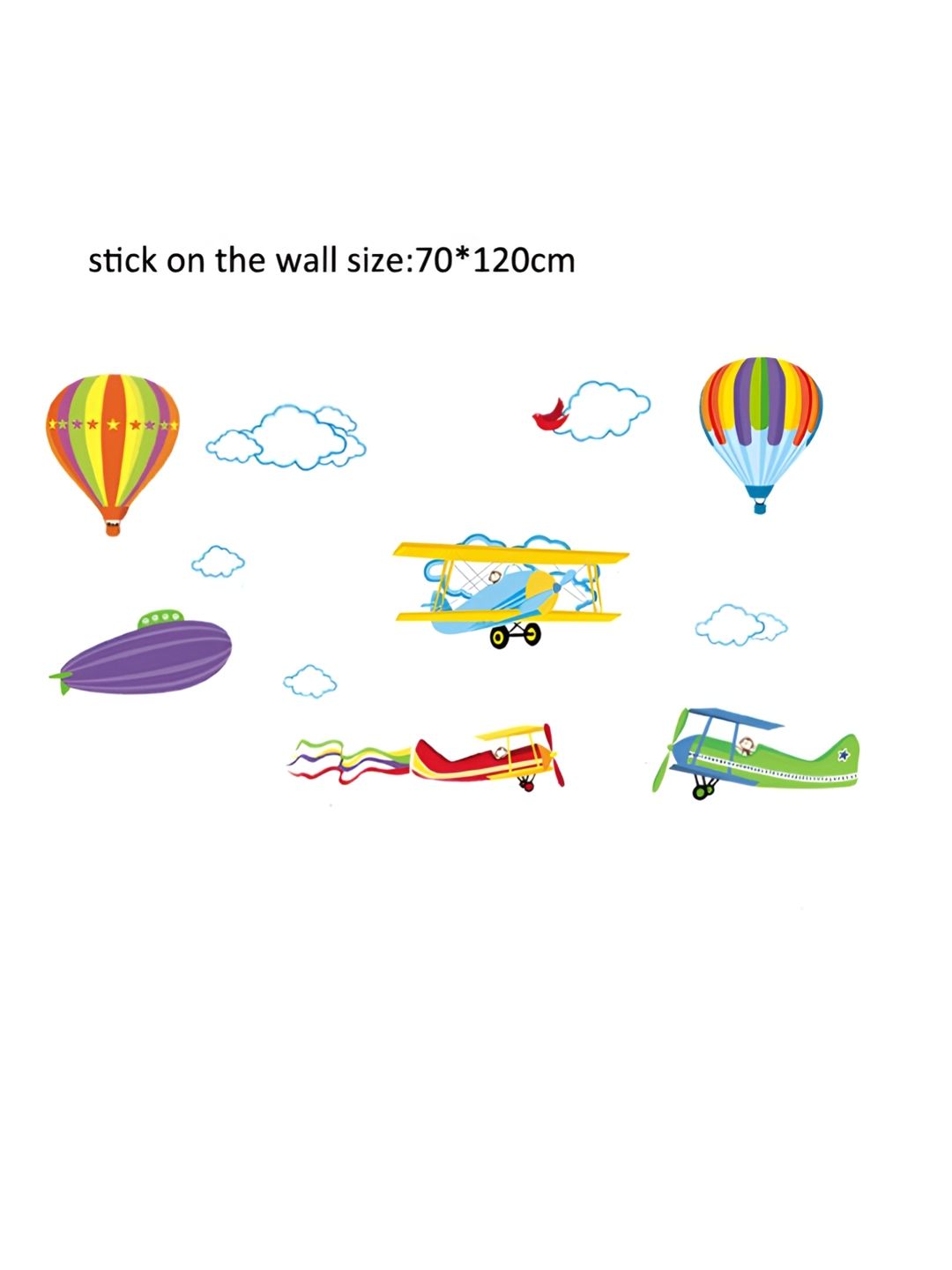 INDIAN ROYALS Red & Purple DIY Colorful Airplane Kids Printed Self-Adhesive & Durable Wall-picture-39