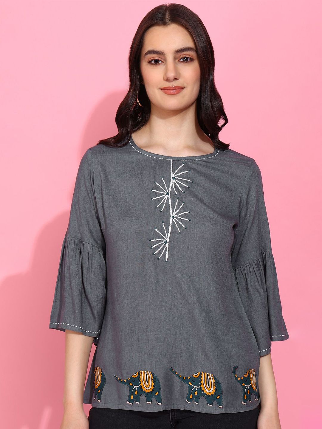 YASH GALLERY Women Embroidered Patch work Regular top-picture-14