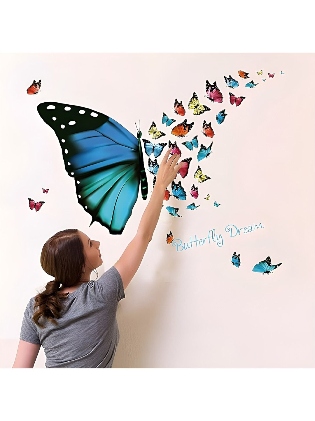 INDIAN ROYALS Blue & Yellow 3D Butterfly Waterproof Self Adhesive Wall Stickers-picture-5