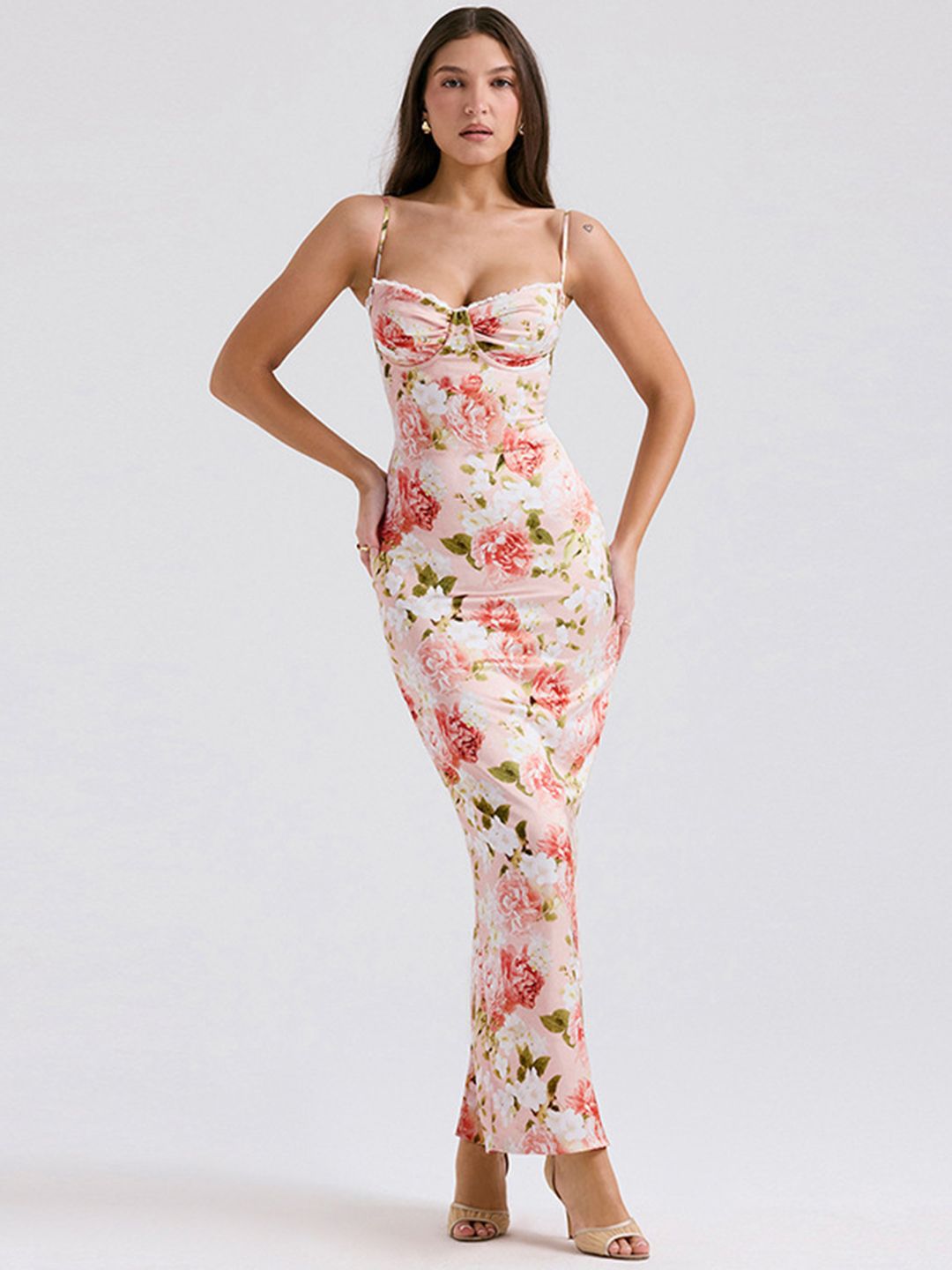 Mast & Harbour Women Floral Print Shoulder Straps Maxi Dress