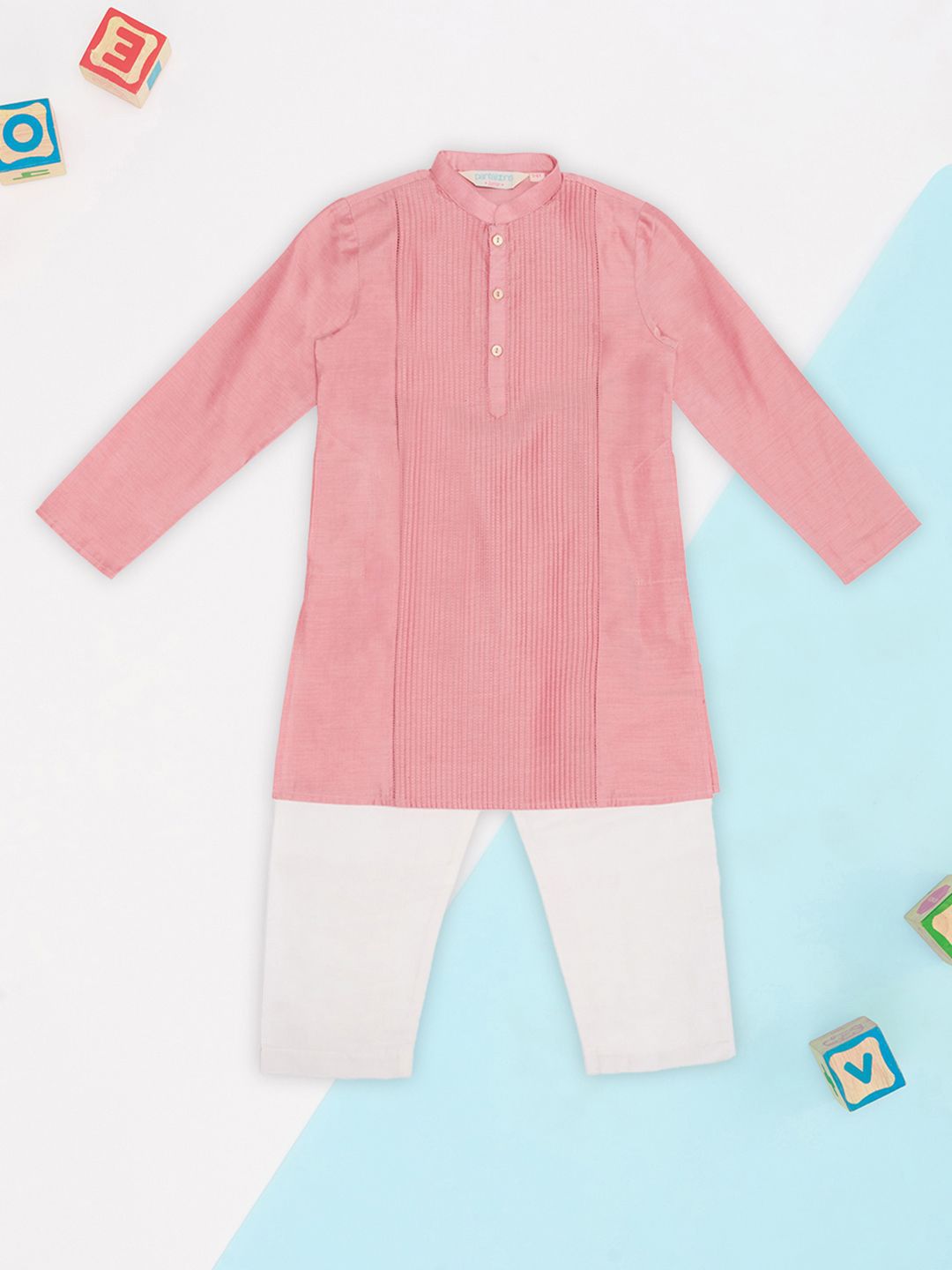 indus route by Pantaloons Boys Striped Mandarin Collar Straight Kurta With Pyjamas-picture-53