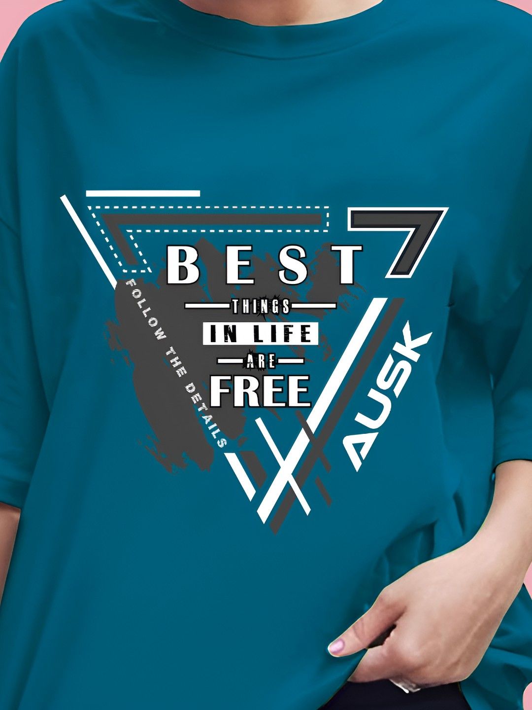 AUSK Women Typography Printed Round Neck Cotton Oversized T-shirt-picture-10