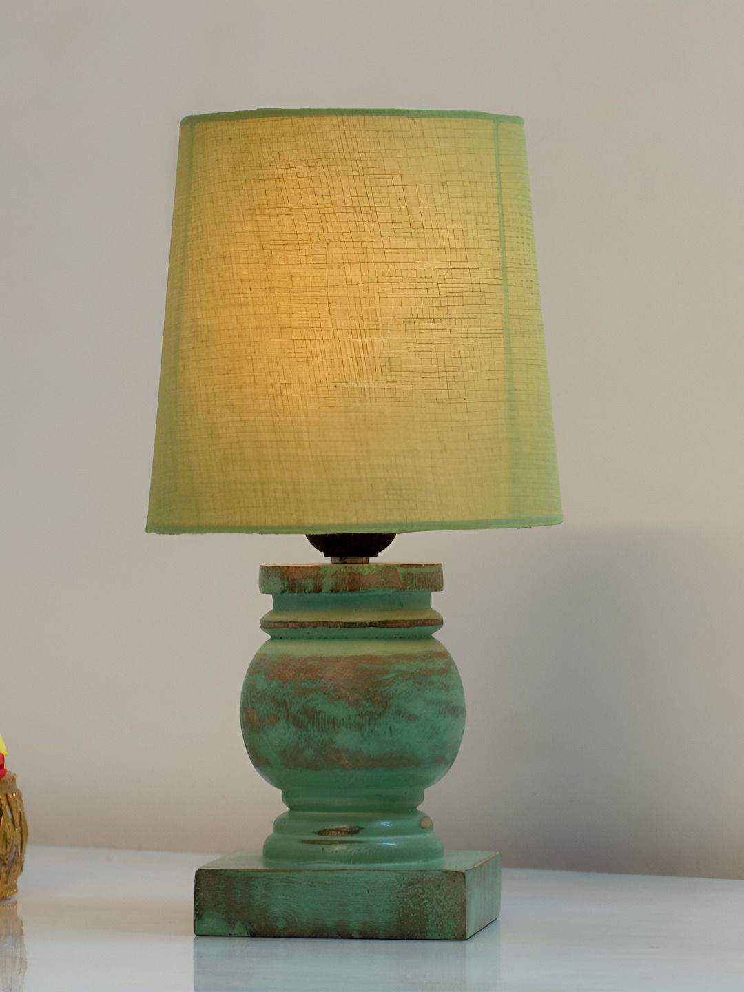 Decorcity Green Wood Traditional Bell Shaped Table Lamp-picture-49