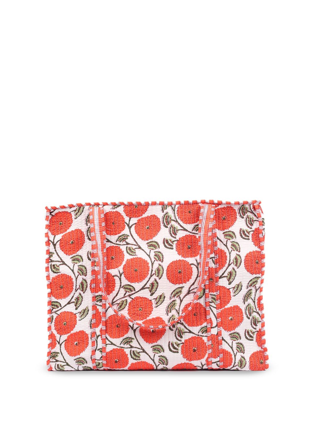 Gulaab Jaipur Floral Printed Cotton Quilted Tote Bag-picture-18