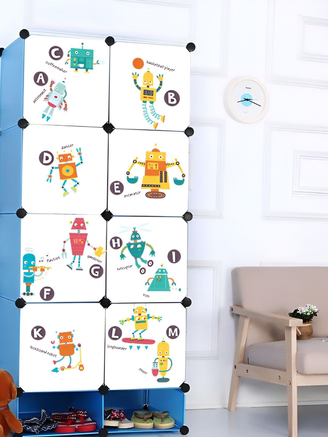 INDIAN ROYALS Red & Green Printed Alphabet Robot Educational Kids Room Decor Wall Sticker-picture-38
